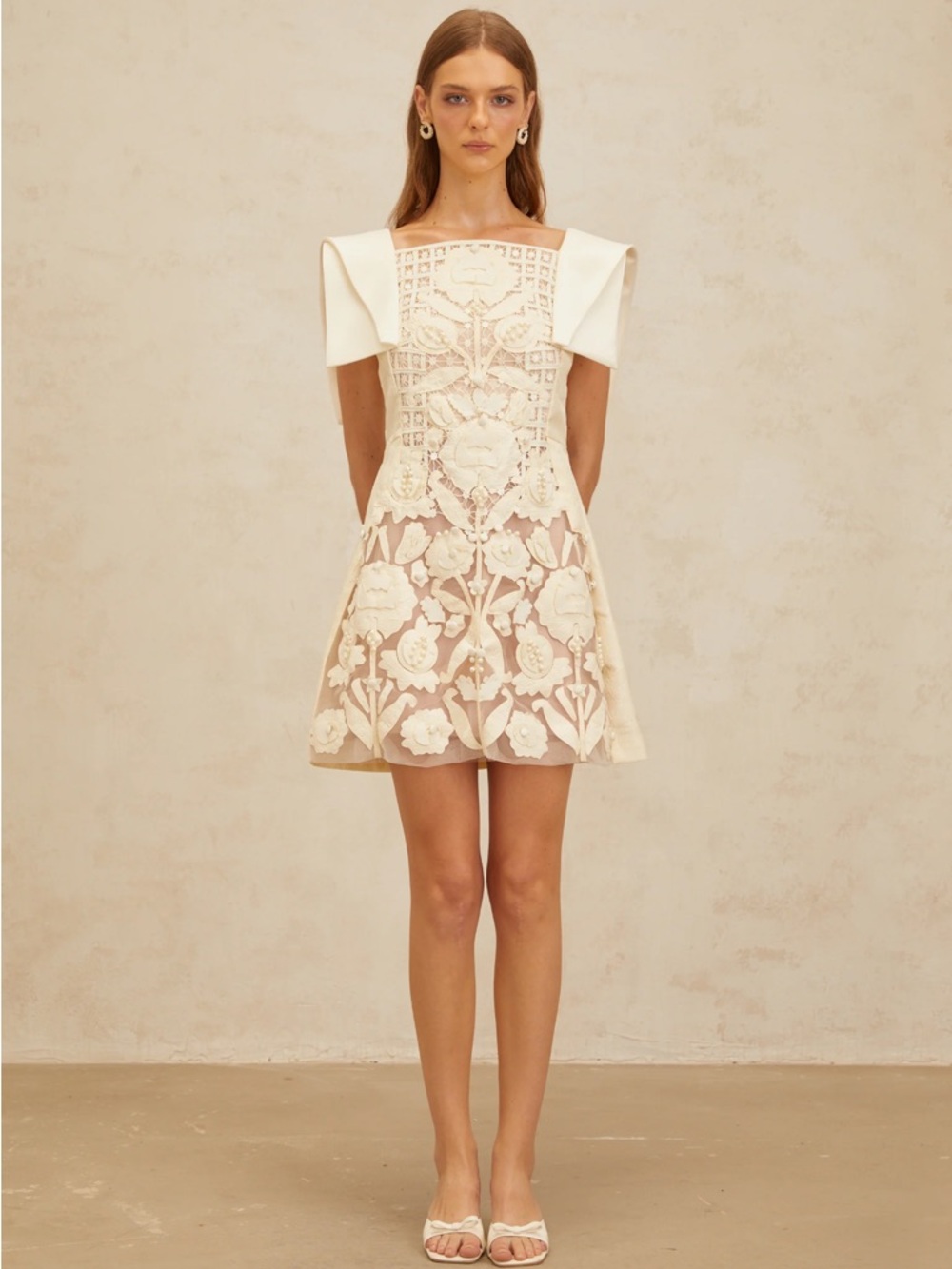 Miss Rosier Ivory Floral Mini Dress